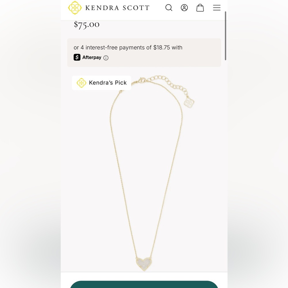 Kendra Scott Gold Heart Necklace. In great condition